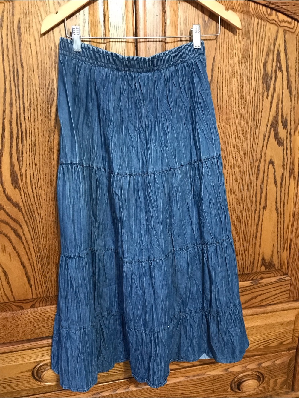 Alfred Dunner Size 10 Broomstick Western Denim Tiered Embellished skirt.